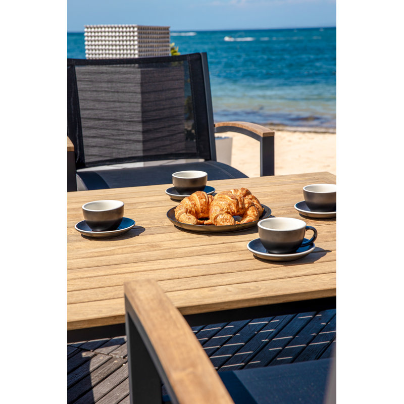 SoHo 42" Square Teak Aluminum Outdoor Coffee Table, Black