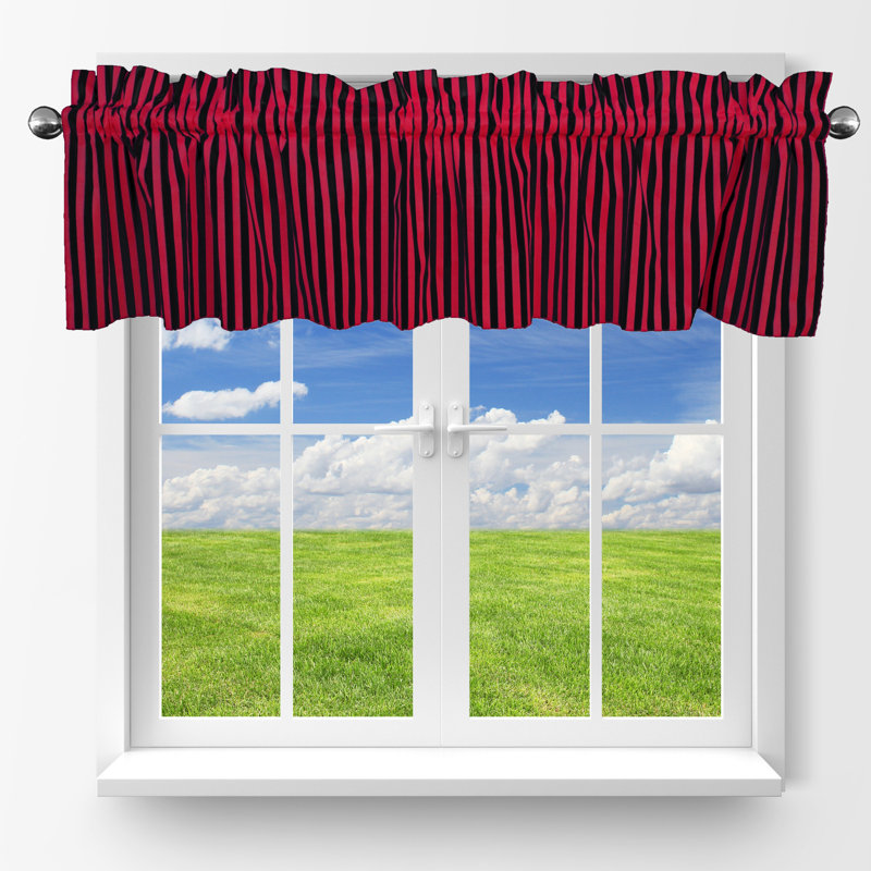 Cantonnière à rayures demi-pouce, Noir / rouge, L 58 po x L 32 po