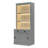 Nicanor Tall Bookcase Suite with LED Lighting, Sliding Doors & Drawers-127127604
