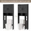 Armoire de rangement au-dessus de la toilette avec 2 portes de grange et porte-papier hygiénique, économiseur d'espace autoportant pour la salle de bain