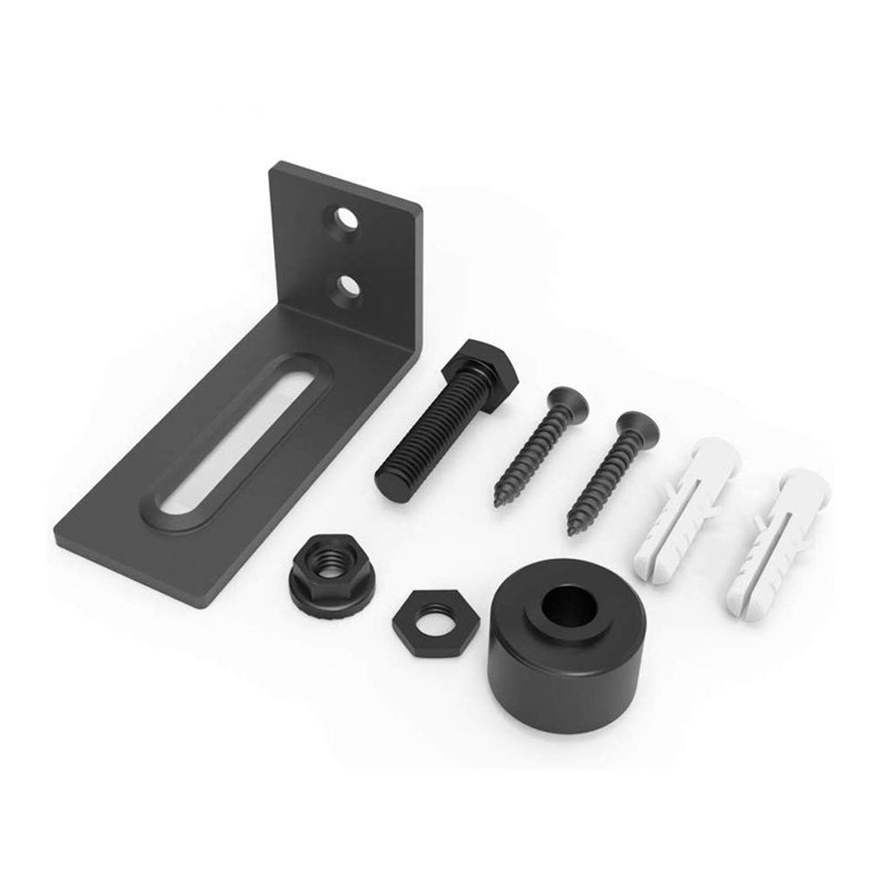 Guide de plancher de porte de grange robuste réglable en acier noir 3,66 pouces