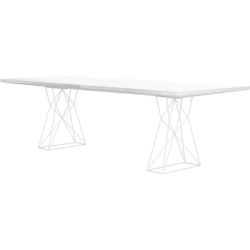 Gawen Dining Table, 39" W x 87" L, Glossy White/ White