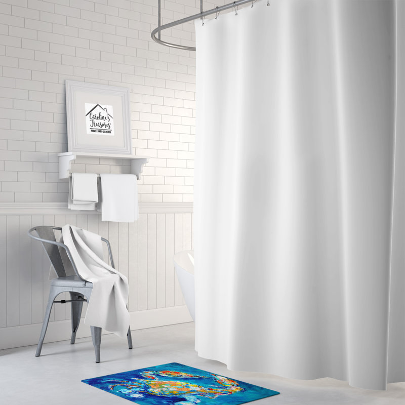 Tapis pour salle de bain en microfibre Crab By Chance, Bleu foncé