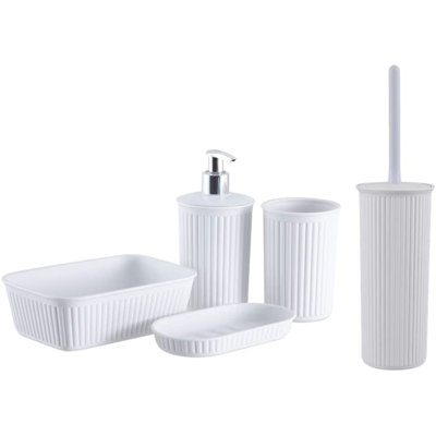 Ribbed 5 Piece Bathroom Accessory Set