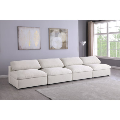 Canapé modulaire en lin sans accoudoirs avec coussins réversibles Burrows