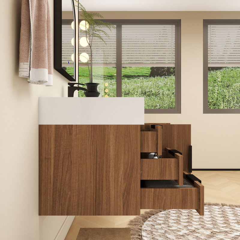 Jessica 41.5'' Single Bathroom Vanity with Acrylic Top, Wood