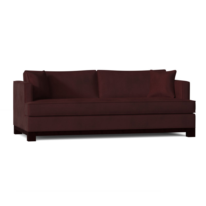 Cassidy Upholstered Sofa, 60 Inches, Bella Berry Performance Velvet, Walnut