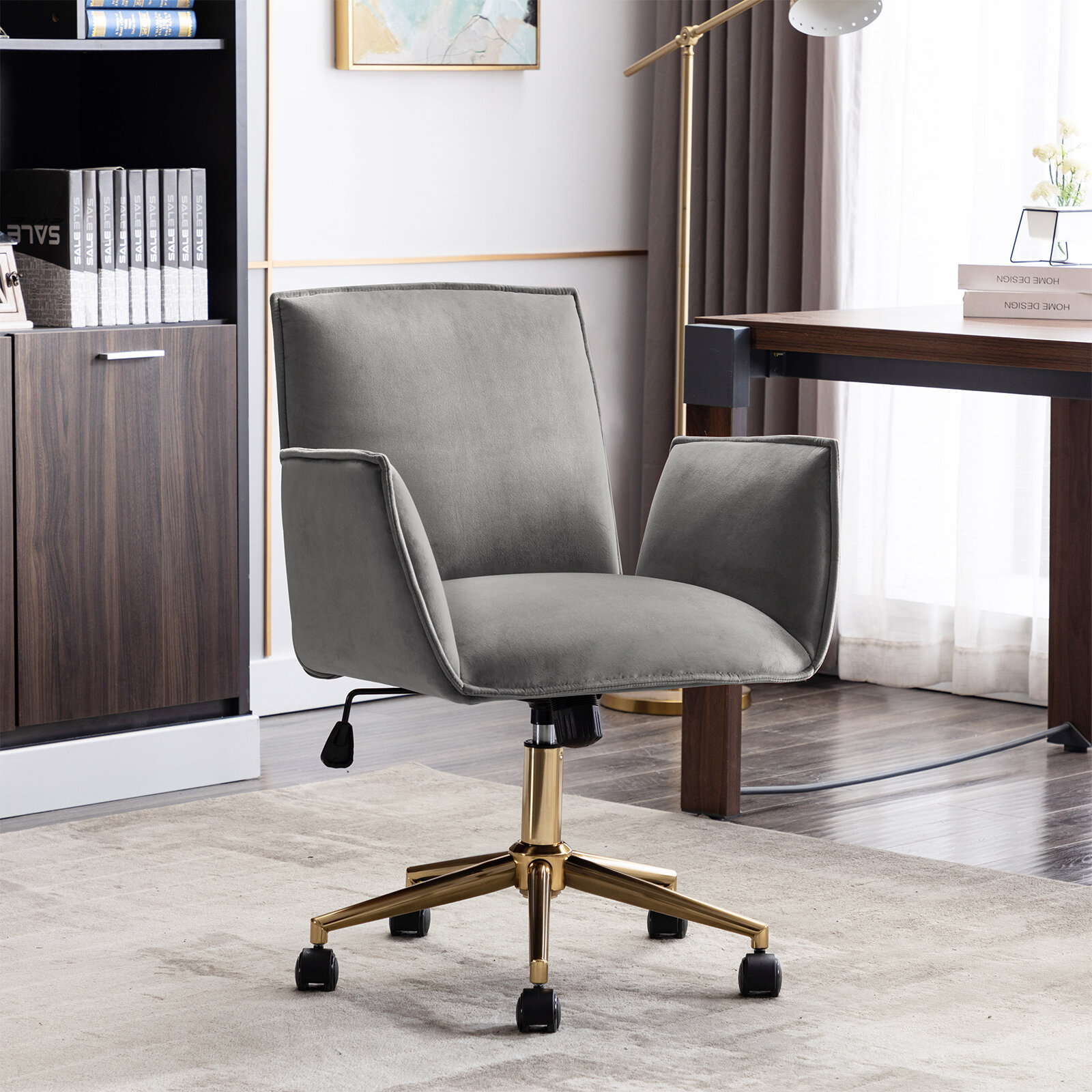 Willa Arlo Interiors Lundgren Leather Task Chair with Padded Arms & Reviews