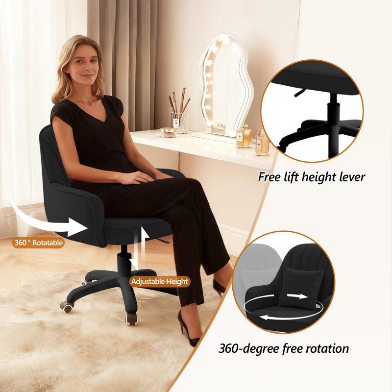 Fauteuil de bureau en velours XUEGW, Black