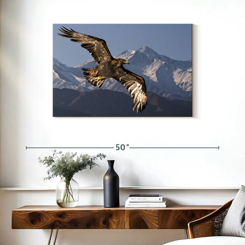Eagle And Snowy Mountains, 24" H x 36" W