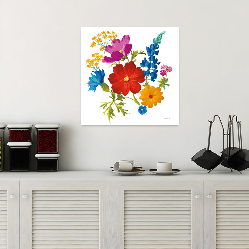 Brilliant Blooms I Vibrant Contemporary Flower Art, H 18 po x l 18 po