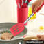 Ensemble de 27 ustensiles de cuisine en silicone, acier inoxydable, résistant à la chaleur antiadhésif, rouge