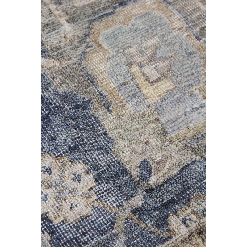 Heirloom Oriental Hand-Knotted Wool Blue Area Rug, Rectangle 6' x 9'