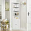 Armoire de rangement de coin de salle de bain autoportante à 5 niveaux avec 2 portes et tablettes réglables-596581775-596581774