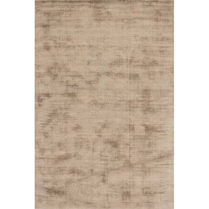 Alva Taupe Hand Loom Knotted Viscose Rug, Rectangle 5' x 8'