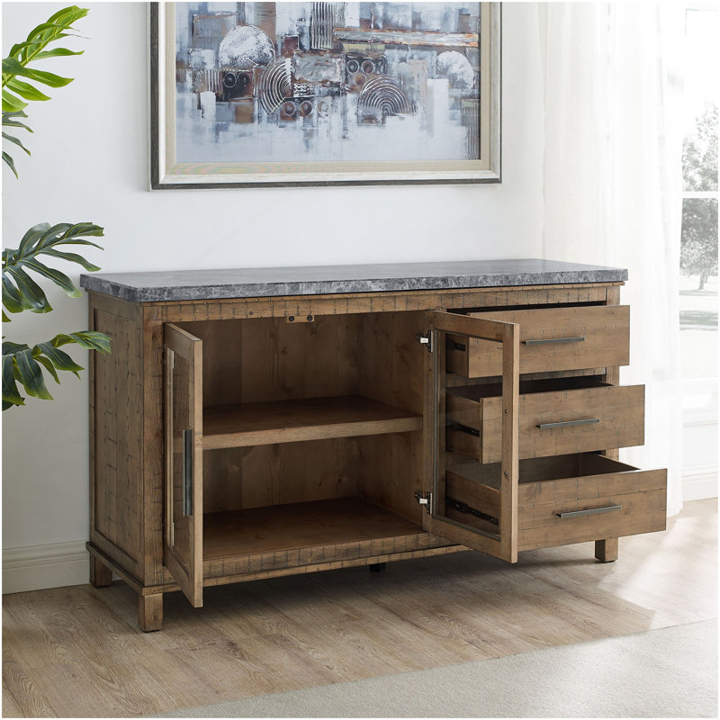 Grayson - Gray Marble Server - Light Brown
