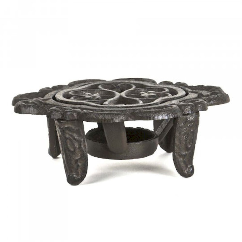 Sous-pied de style bougie à 2 casseroles en fonte, Noir