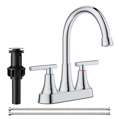 Robinet de salle de bain à ensemble central avec drain, robinet à 2 poignées