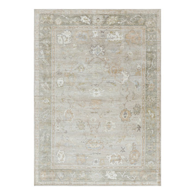 Rug & Kilim’S Oushak Style Rug In Ivory And Green With Floral Patterns