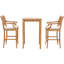 Ensemble de bar bistro en bois de teck 3 pièces avec table de bar 27 po et 2 tabourets avec accoudoirs