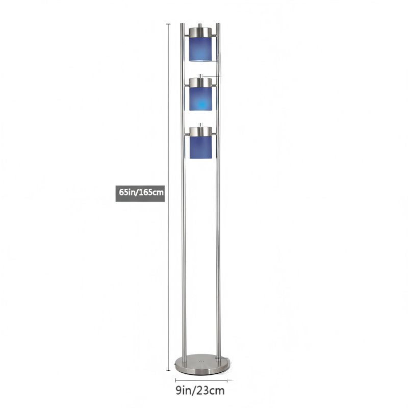 65"H 3-BLUE-HEAD WITH TWO WAY ADJUSTABLE FLOOR LAMP (1 PC/CTN/1.10 Cu Ft/12.32 G.W. Lbs)