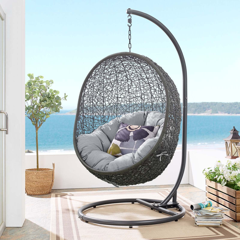 Balancelle d'extérieur avec support Modway Hide Sunbrella, Cadre gris / coussin gris