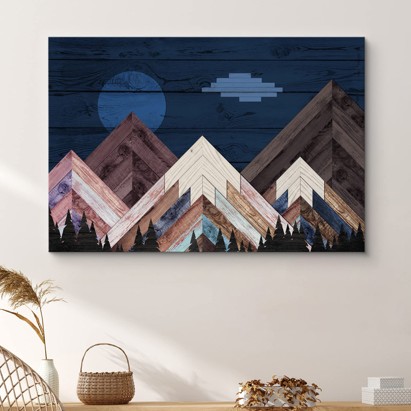 «Western Wood Effect Landscape», «Western Wood Effect Decor Woodblock Night Mountain Range Nature Wilderness Landscape» sur