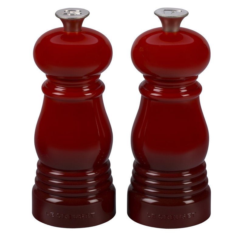 Cerise Red Plastic Salt and Pepper Mill Set, 5"