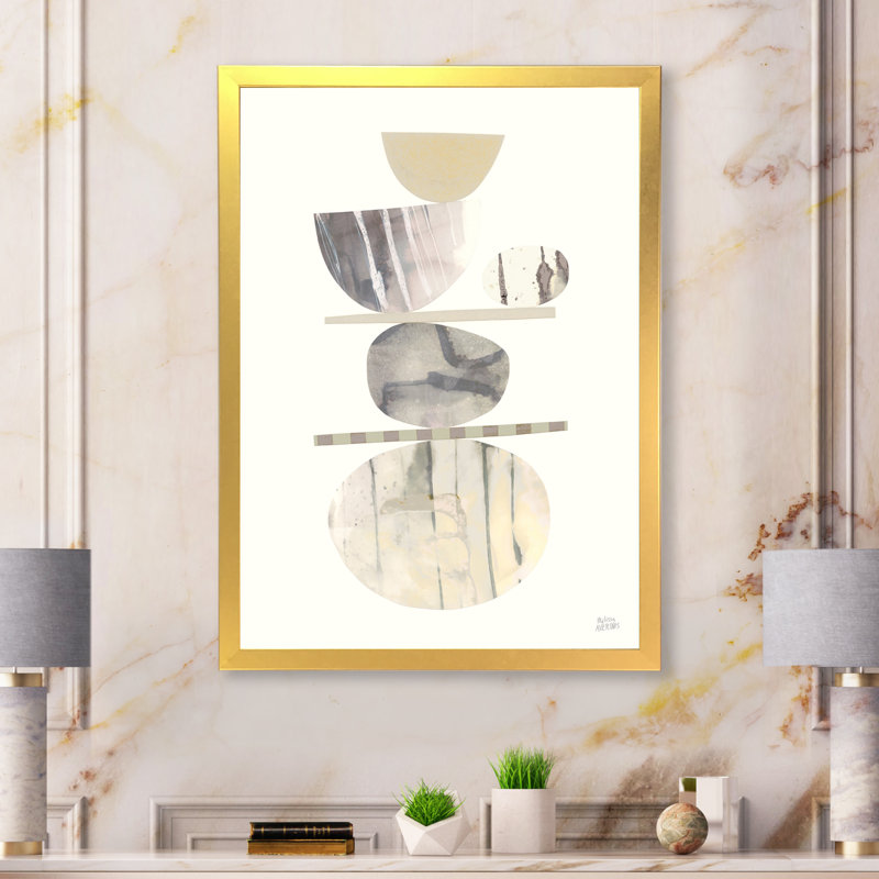 « geometric balance neutral ii »-image image sur toile, Cadre doré, H 20 po x l 12 po x P 1po