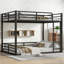 Lit superposé en métal, structure de lit superposé au-dessus du plancher double, lit superposé robuste pour enfants, adolescents, adultes, conception à bruit réduit, noir
