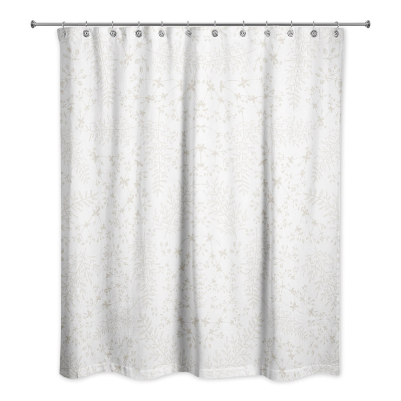 Rideau de douche simple à motif floral Abdul-Quddus, Beige