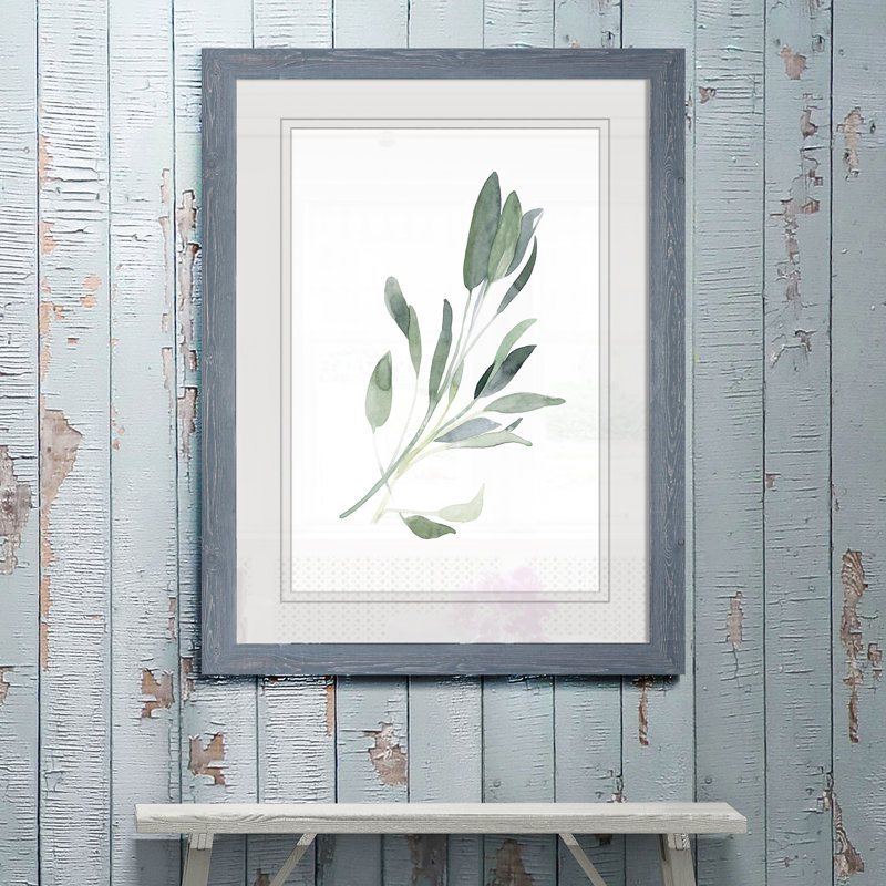 « simple sage i »-cadre photo imprimé sur verre, H 28 po x l 38 po x 1,25 po, Encadré imprimé gris