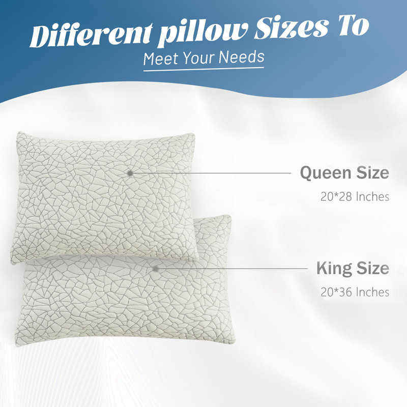  Soft Support Removable Memory Foam Cooling Pillow, King pillow: 20" x 36"
