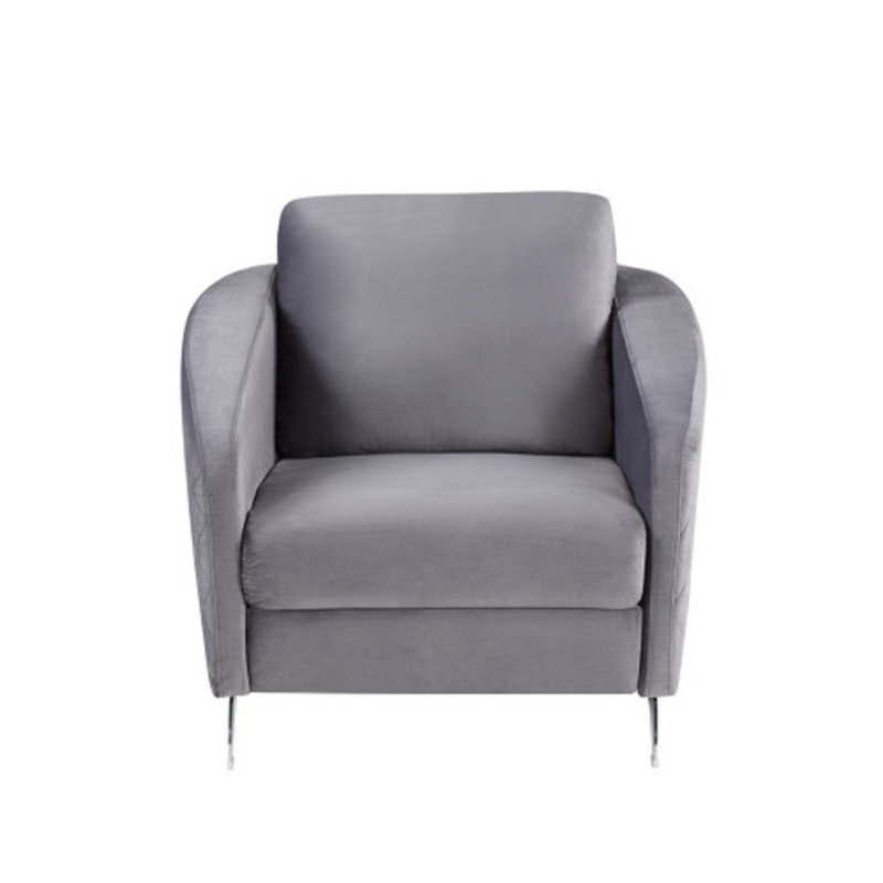 Sofia 36" Gray Velvet Modern Chic Accent Armchair, Gray