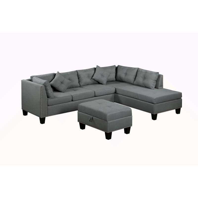 104.5" Upholstered Sofa,Chaise & Ottoman
