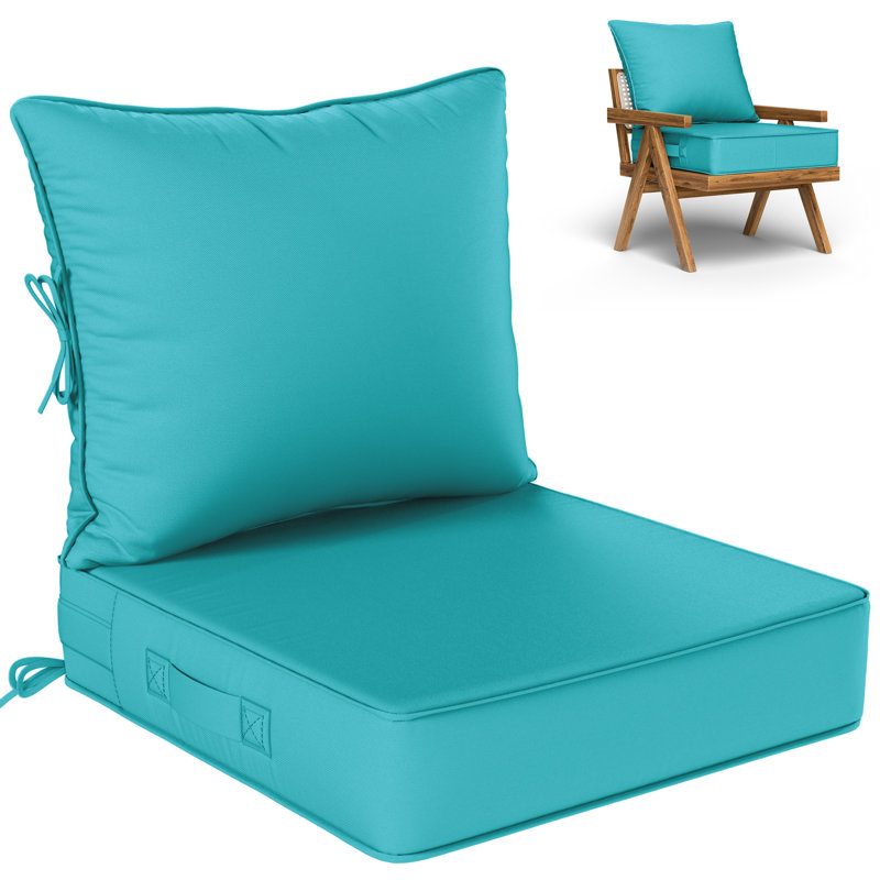 Outdoor Deep Seating Cushion Set Indoor And Outdoor Seat / Back Cushion, Lake Blue, 22" W x 22" D