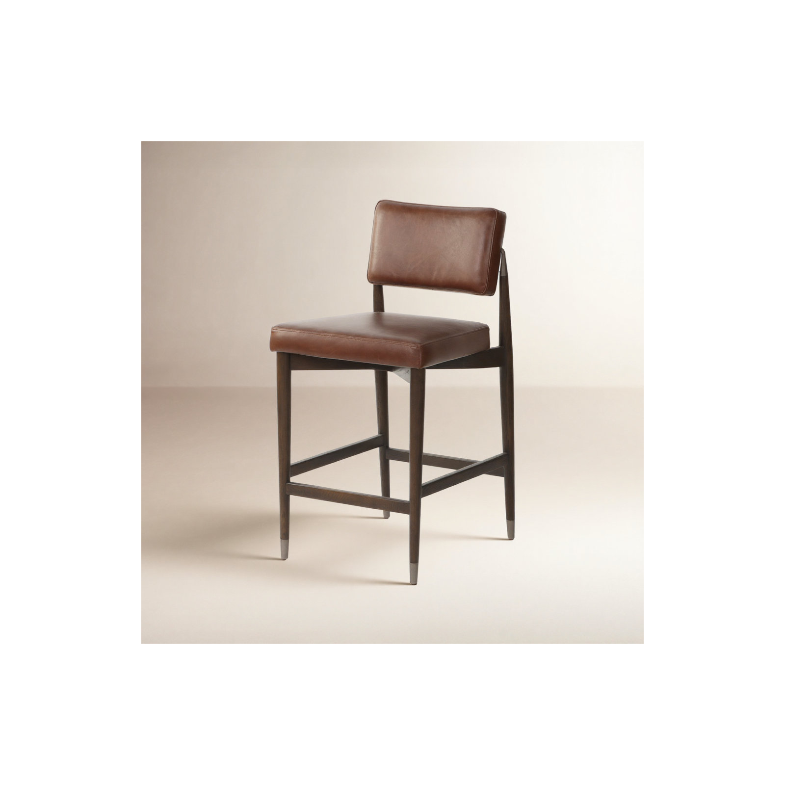 Mozza Upholstered Stool, Counter Stool (27" Seat Height), Cognac Genuine Leather
