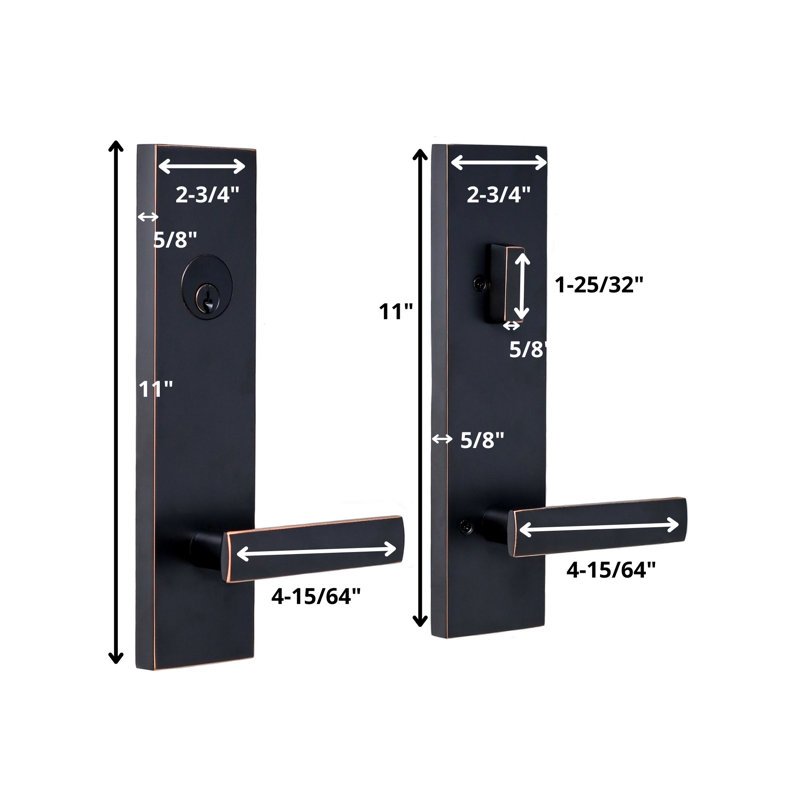 Levers With Deadbolt Reversible Entry Set, Oil Rubbed Bronze
