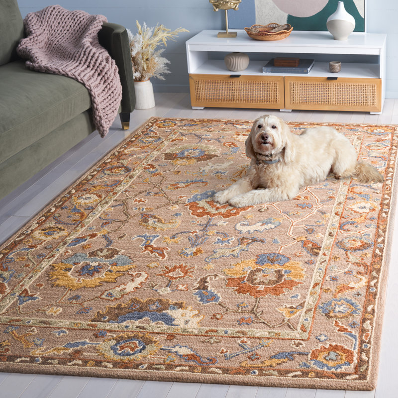 Tapis en coton ivoire / beige touffeté à la main Metro, Rectangle 5 pi x 8 pi