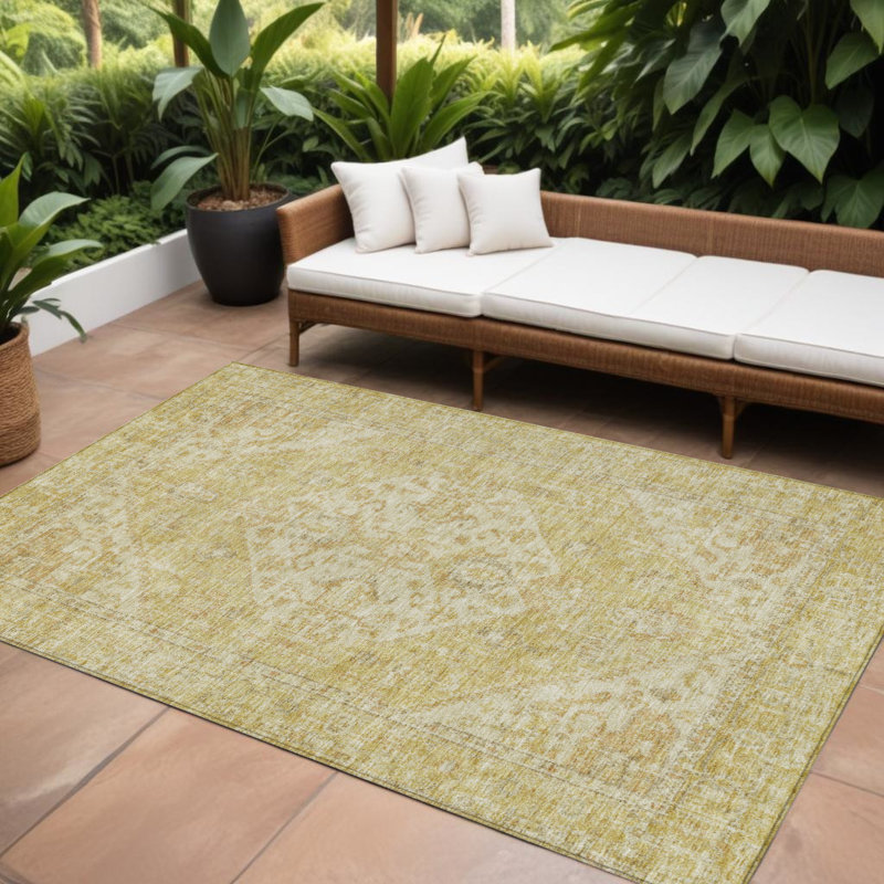 Tapis intérieur lavable oriental beige doré et beige 9 pi x 12 pi