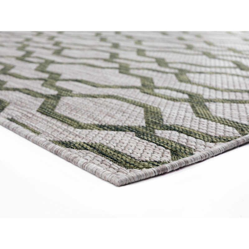 Tapis vert à motif géométrique Haizel, Rectangle 7 pi 10 po x 10 pi 6 po