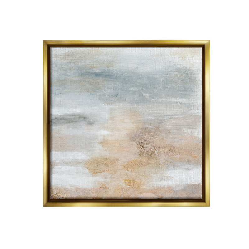 «Subtle Beige Abstraction» par Patricia Pinto sur, H 25 po x l 25 po, Cadre flottant métallique doré