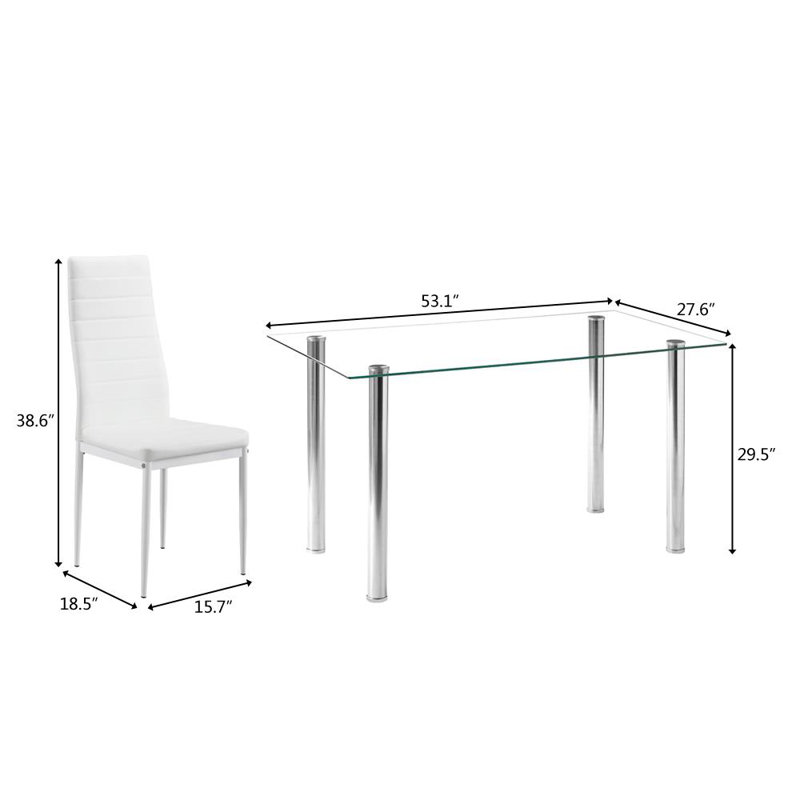 Anlly 6 - Person Glass Top Four Leg Dining Set