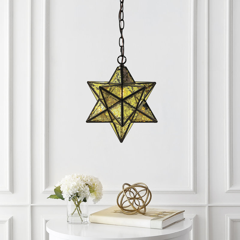 Luminaire suspendu à 1 lumière Joanie, Bronze huilé, Jaune mercure