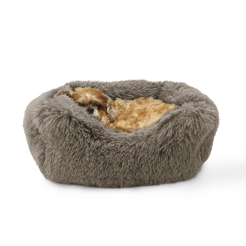 Lit pour chien Elam Super Lux Shaggy, Taupe, Moyen (l 24 po x P 20 po x H 7,5 po)