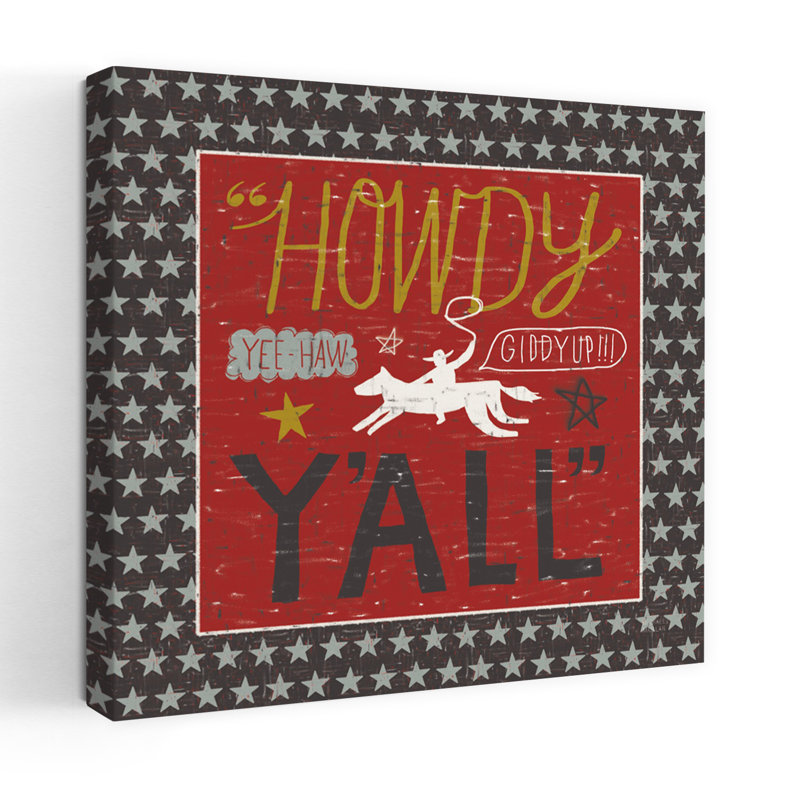 Southern Pride Howdy Yall, art typographique contemporain, H 18 po x l 18 po