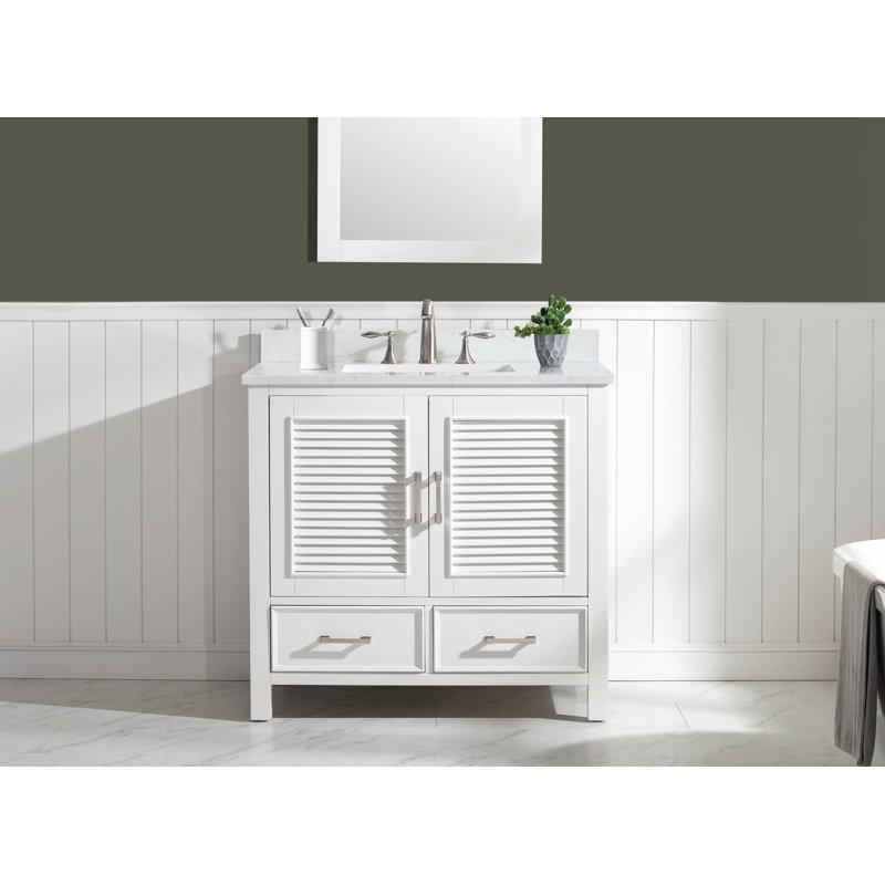 Estate 36'' Single Bathroom Vanity with Quartz Top, White