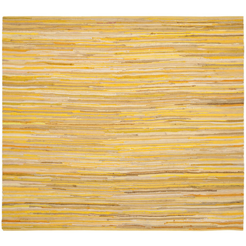 Tapis rayé en coton tissé à la main Caldina, Carré 6 pi