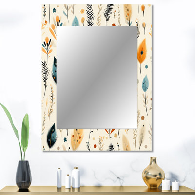 Analeece, beige antique, minimalisme rétro, motif bohème - miroir mural boho, miroir décoratif boho, impression d'art en métal