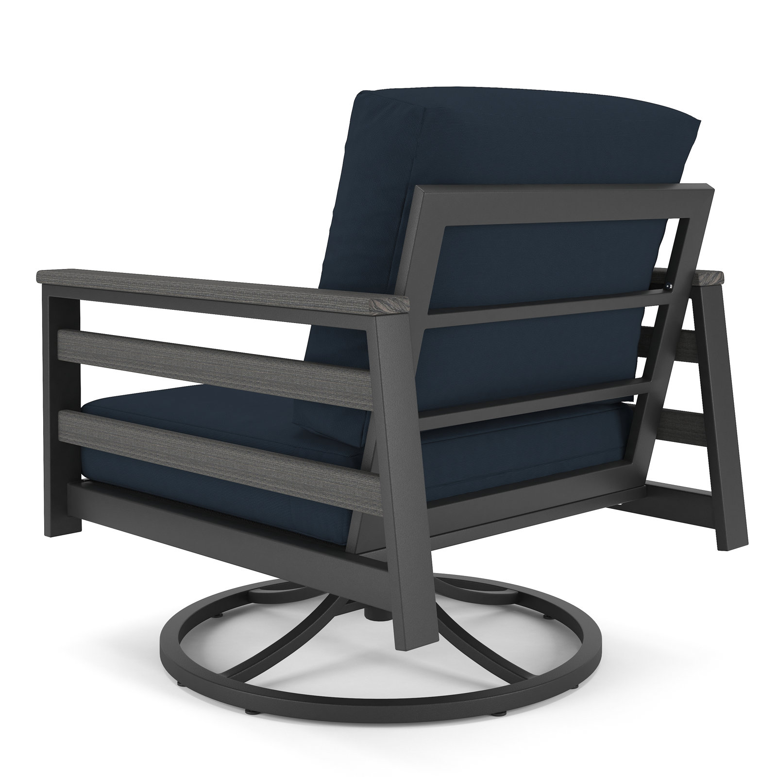 Townsend Sunbrella® Metal Swivel Patio Rocking Chair, Canvas Navy, Gray
